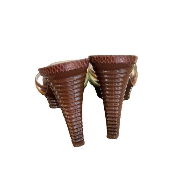 BCBG Girls Snake Print Multicolor Ribbed Heel Platform Sandals Size 6 - Picture 4 of 7